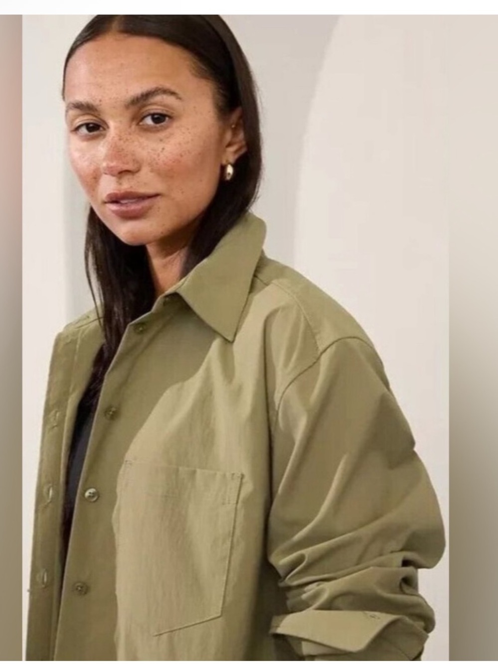 Athleta Midday Relaxed Shirt Olive Green NWT - Picture 3 of 12